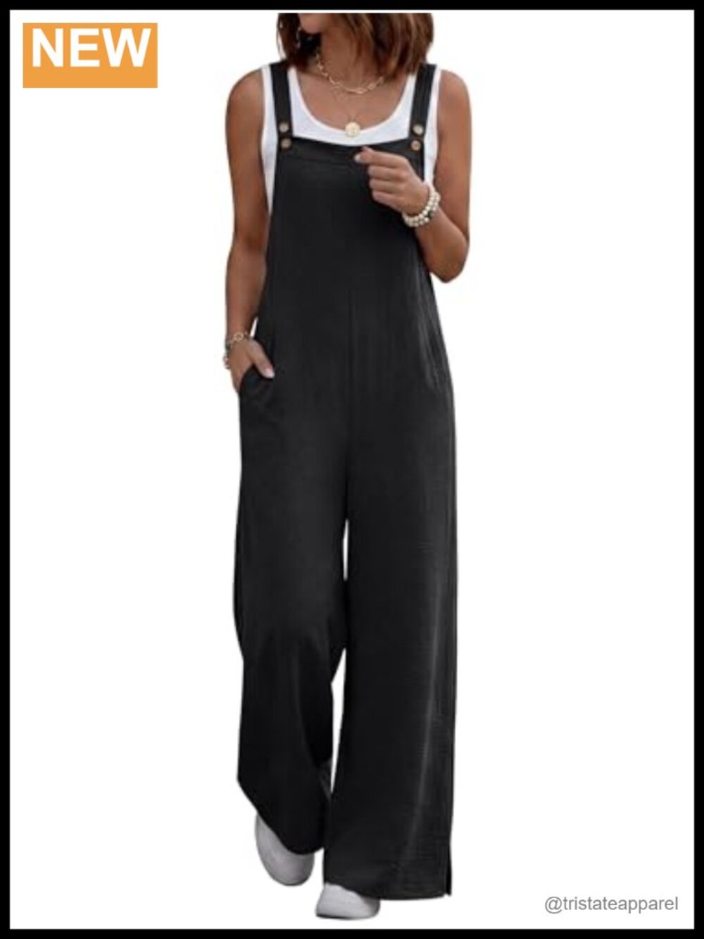 Sleeveless Wide Leg Jumpsuit Square Neck Loose Fit Casual Summer
